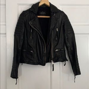 Allsaints Leather Moto Jacket Black Size 6